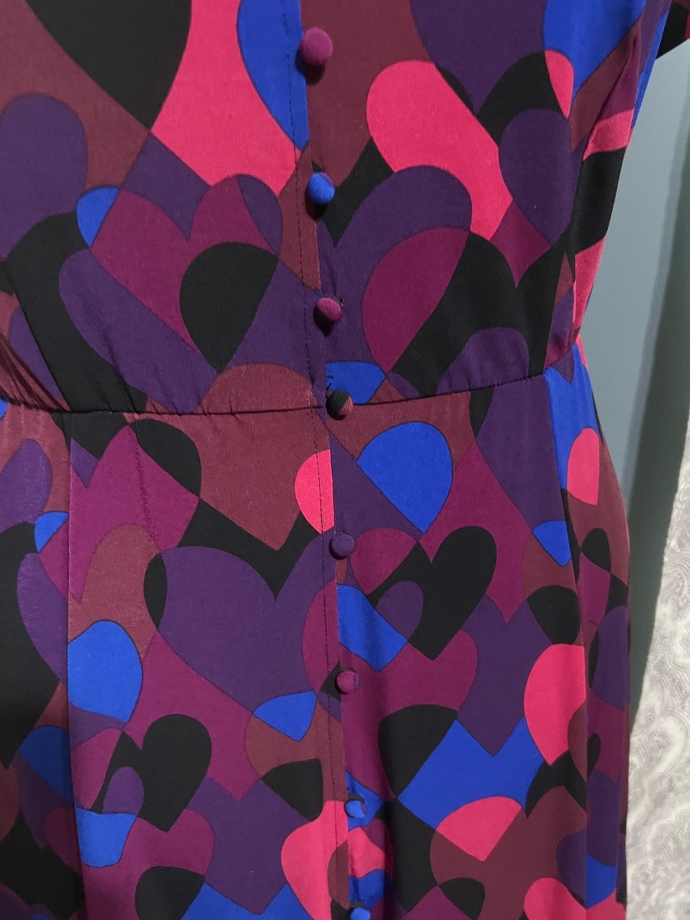 Vibrant Multi-Color Heart Pattern A-Line Dress - Picture 3 of 13